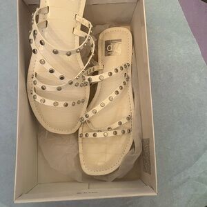 Dolce Vita White Silver Sandals with Studded Straps